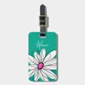 Étiquette À Bagage Illustration florale tendance - rose et vert (Devant Vertical)