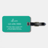 Étiquette À Bagage Illustration florale tendance - rose et vert (Dos horizontal)