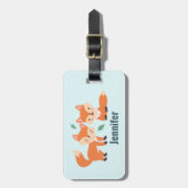 Étiquette À Bagage Illustration graphique des renards orange mignons (Devant Vertical)