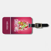 Étiquette À Bagage Illustration graphique moderne de Noël rouge (Devant horizontal)