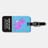 Étiquette À Bagage Illustration Mignonne D'Un Brontosaurus Dinosaure. (Devant horizontal)