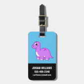 Étiquette À Bagage Illustration Mignonne D'Un Brontosaurus Dinosaure. (Devant Vertical)