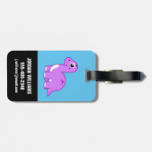 Étiquette À Bagage Illustration Mignonne D'Un Brontosaurus Dinosaure. (Dos horizontal)