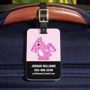 Étiquette À Bagage Illustration Mignonne D'Un Pterodactyl.