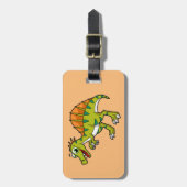 Étiquette À Bagage Illustration Mignonne D'Un Spinosaure Souriant. (Devant Vertical)