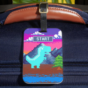 Étiquette À Bagage Illustration pixelisée de dinosaure - Joueur pixel