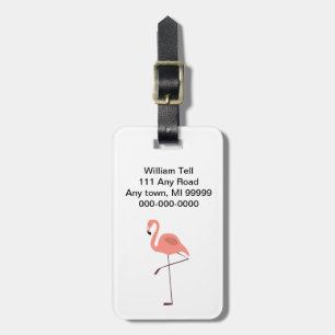 Étiquette À Bagage Illustration rose d'oiseau de Flamant rose