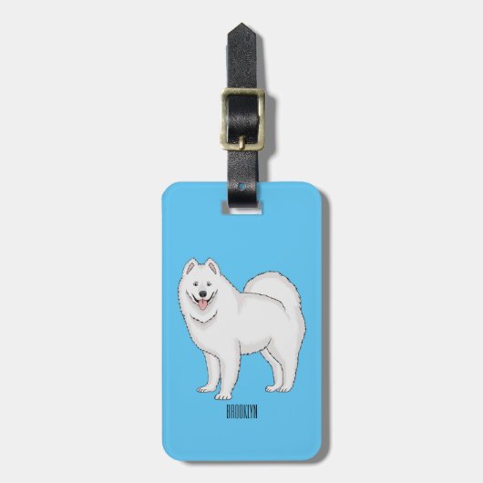 Étiquette À Bagage Illustration Samoyed dog (Devant Vertical)