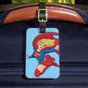 Étiquette À Bagage Illustration Supergirl volant vers le haut