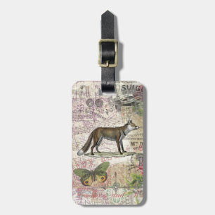 Étiquette À Bagage Illustration vintage de faune de renard