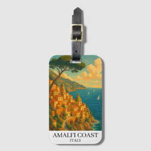 Étiquette À Bagage Illustration vintage de la côte d'Amalfi en Italie