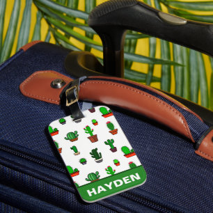 Étiquette À Bagage Illustrations de cactus mignons Motif Personnalisé