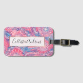 Étiquette À Bagage Illustrations florales d'Artsy Girly Pink Paint (Devant Horizontal)