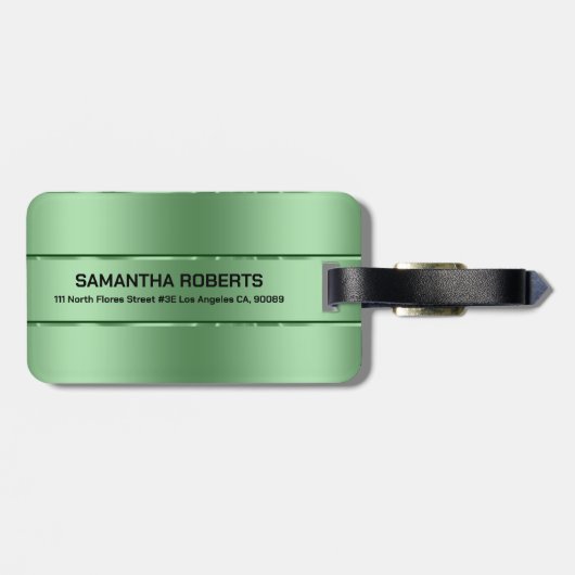Étiquette À Bagage Image d'un vert métallique brillant (Dos horizontal)