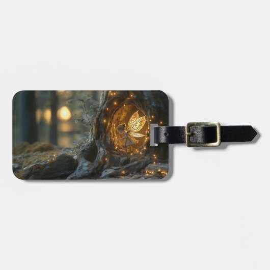 Étiquette À Bagage Image lunaire d'une fée dans le creux d'un arbre (Devant horizontal)