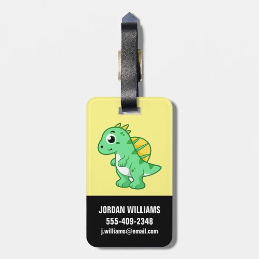 Étiquette À Bagage Image Mignonne D'Un Spinosaure. (Dos Vertical)