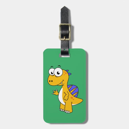 Étiquette À Bagage Image Mignonne D'Un Spinosaure. 2 (Devant Vertical)