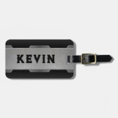 Étiquette À Bagage Image texture gris métallique Conception géométriq (Devant horizontal)