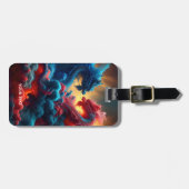 Étiquette À Bagage Imaginaire Bleu Rouge Bleu mignon (Devant horizontal)