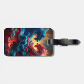 Étiquette À Bagage Imaginaire Bleu Rouge Bleu mignon (Dos horizontal)