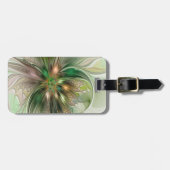 Étiquette À Bagage Imaginaire coloré Moderne Fleur Fractale Abstraite (Devant horizontal)