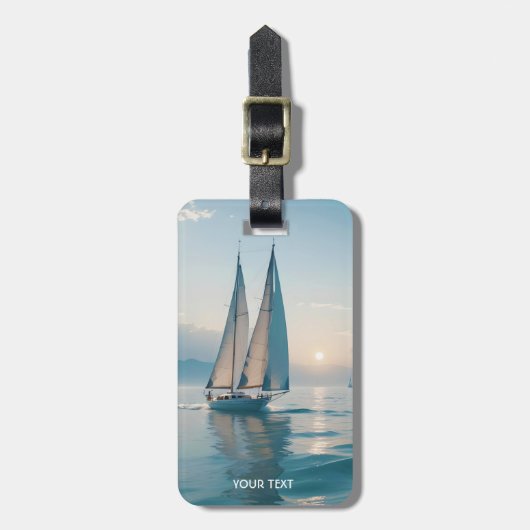 Étiquette À Bagage Imaginaire Cute Boat Sea Sun (Devant Vertical)