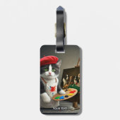Étiquette À Bagage Imaginaire Cute Cat Beret Peinture (Dos Vertical)