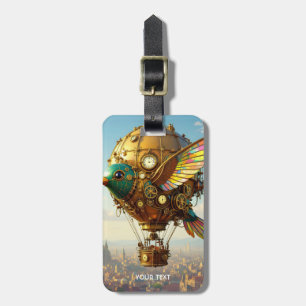 Étiquette À Bagage Imaginaire Cute Steampunk Bird Sky