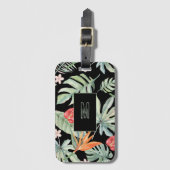 Étiquette À Bagage Imaginaire de feuillage à fleurs de Tropiques fonc (Devant Vertical)