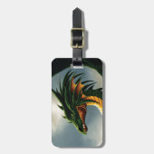 Étiquette À Bagage Imaginaire Dragon Vert (Devant Vertical)