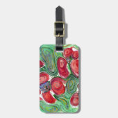 Étiquette À Bagage Imaginaire Fleurs rouges (Devant Vertical)