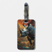 Étiquette À Bagage Imaginaire Fleurs Vivides Majestic Rhino (Dos Vertical)