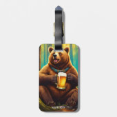 Étiquette À Bagage Imaginaire Joli Vivid Bear Forêt de bière (Dos Vertical)