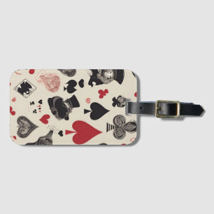 Étiquette À Bagage Imaginaire Jouer des cartes en noir et rouge