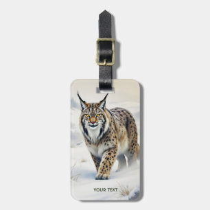Étiquette À Bagage Imaginaire Lynx doux neige hivernale