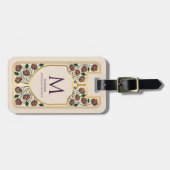 Étiquette À Bagage Imaginaire médiéval Cream Sword Shield Monogramme (Devant horizontal)
