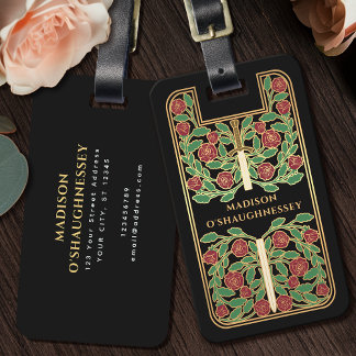 Étiquette À Bagage Imaginaire médiéval noir Nom Vintage de l'épée
