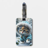 Étiquette À Bagage Imaginaire mignon Kitten hiver Neige (Dos Vertical)