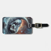 Étiquette À Bagage Imaginaire mignon Lune Espace éléphant (Devant horizontal)