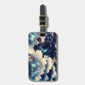 Étiquette À Bagage Imaginaire Mignonne nuit japonaise paysage paysage (Devant Vertical)