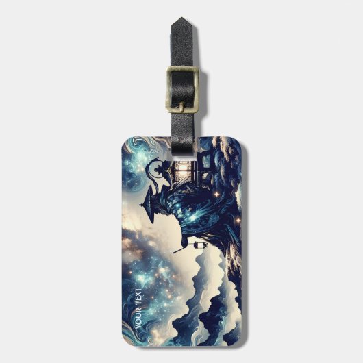 Étiquette À Bagage Imaginaire Mignonne nuit japonaise paysage paysage (Devant Vertical)