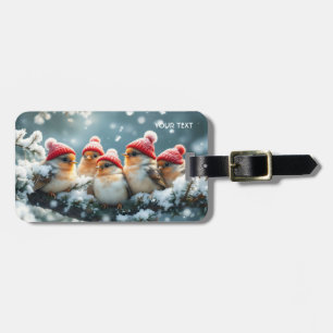 Étiquette À Bagage Imaginaire Mignons Oiseaux Casquette Neige