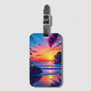 Étiquette À Bagage Imaginaire Tropical Beach Two