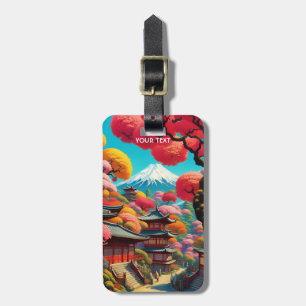 Étiquette À Bagage Imaginaire Un Paysage Japonais Vibrant