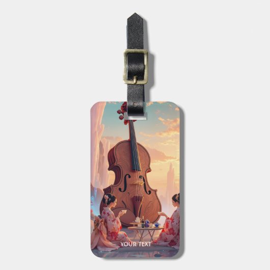 Étiquette À Bagage Imaginaire Violon mignon Filles Thé (Devant Vertical)