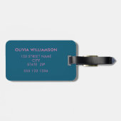 Étiquette À Bagage Impression de bloc floral rétro moderne (Dos horizontal)