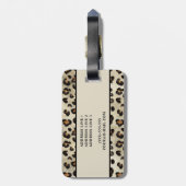 Étiquette À Bagage Impression de léopard guépard avec feuille noire f (Dos Vertical)