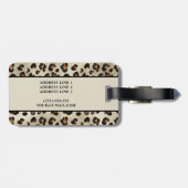 Étiquette À Bagage Impression de léopard guépard avec feuille noire f (Dos horizontal)