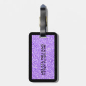 Étiquette À Bagage Impression de texture de Purple Glitter (Dos Vertical)
