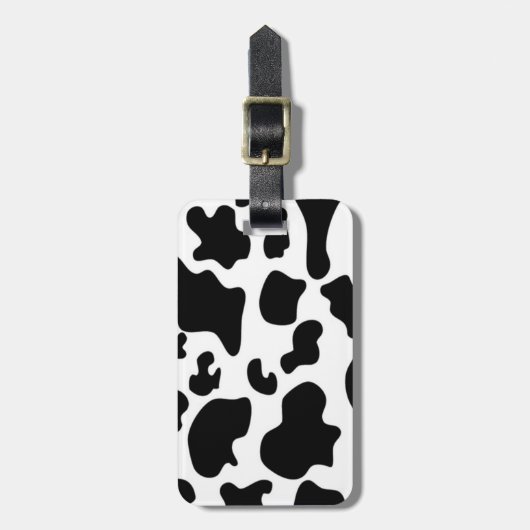 Étiquette À Bagage Impression de vache noire et blanche (Devant Vertical)